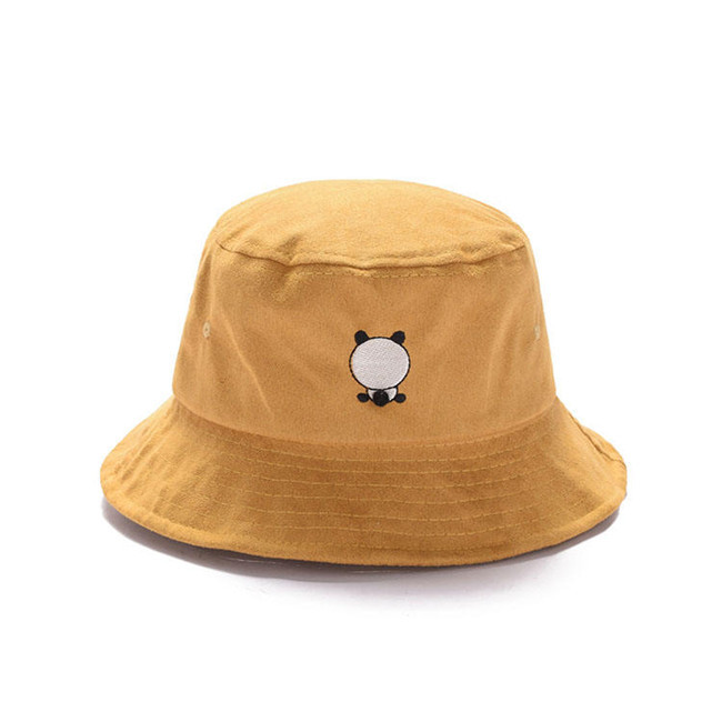 Customized Faux Suede And Satin Lining Bucket Hats With Flat Embroidery For Unisex